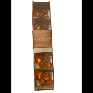 Williams Sonoma Acorn Taper Holder Amber